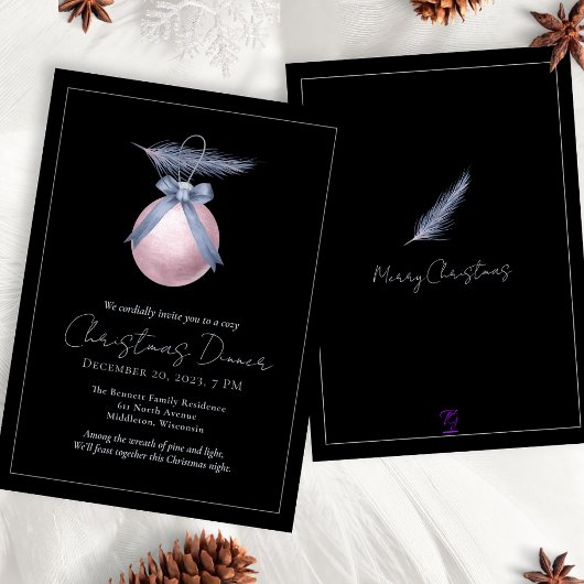 Aangepaste Waterverf Elegant Kerstdiner Kaart