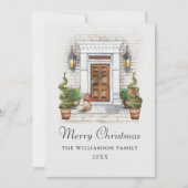 Aangepaste Waterverf- en hondenkerst Feestdagenkaart (Voorkant)