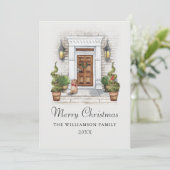 Aangepaste Waterverf- en hondenkerst Feestdagenkaart (Staand voorkant)