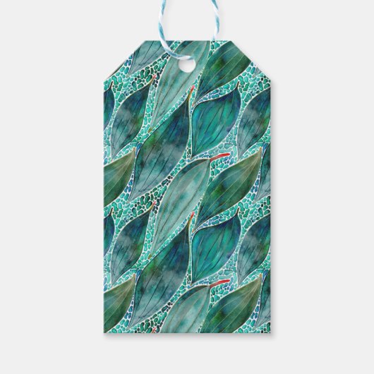 Aangepaste waterverf Eucalyptus Blauwe Rivier Blad Cadeaulabel (Voorkant)