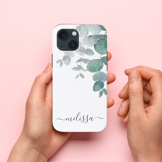 Aangepaste Waterverf Eucalyptus Case-Mate iPhone Case