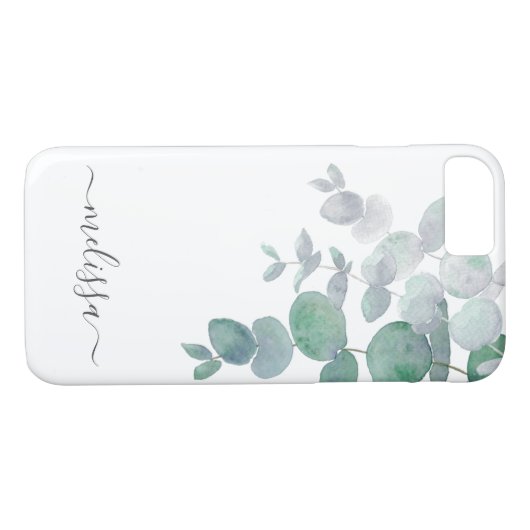Aangepaste Waterverf Eucalyptus Case-Mate iPhone Case (Achterkant (Horizontaal))
