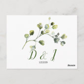 Aangepaste Waterverf Eucalyptus groen laat RSVP Briefkaart (Achterkant)