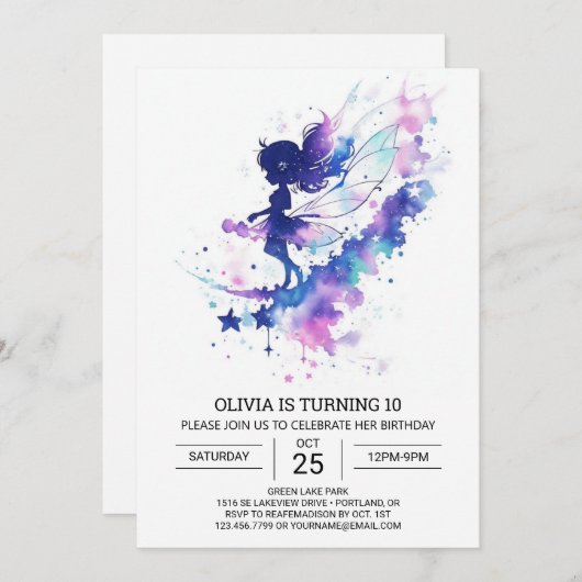 Aangepaste Waterverf Fairy Verjaardag Kaart (Voorkant / Achterkant)