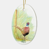 Aangepaste Waterverf fazant, vogeldier Keramisch Ornament (Links)