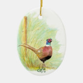 Aangepaste Waterverf fazant, vogeldier Keramisch Ornament (Voorkant)