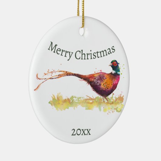 Aangepaste Waterverf fazant, vogeldierCera Keramisch Ornament (Rechts)