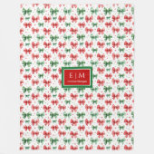 Aangepaste waterverf feestelijke rode groene bogen fleece deken (Voorkant)