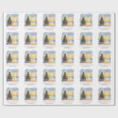 Aangepaste waterverf Festive Beach Coastal Kerstmi Cadeaupapier (Vlak)