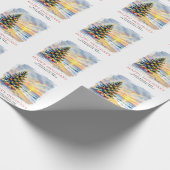 Aangepaste waterverf Festive Beach Coastal Kerstmi Cadeaupapier (Hoek)