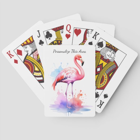 Aangepaste waterverf flamingo speelkaarten (Achterkant)