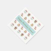 Aangepaste Waterverf Floral Birthday Cake Servet (Hoek)