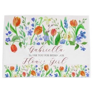 Aangepaste Waterverf Floral Bloemenmeisje Groot Cadeauzakje