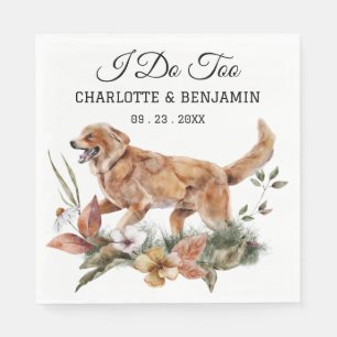 Aangepaste Waterverf Floral Dog Wedding Servet