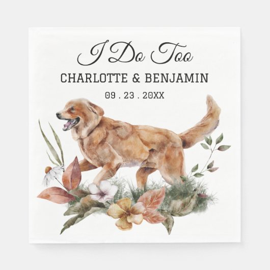 Aangepaste Waterverf Floral Dog Wedding Servet (Voorkant)