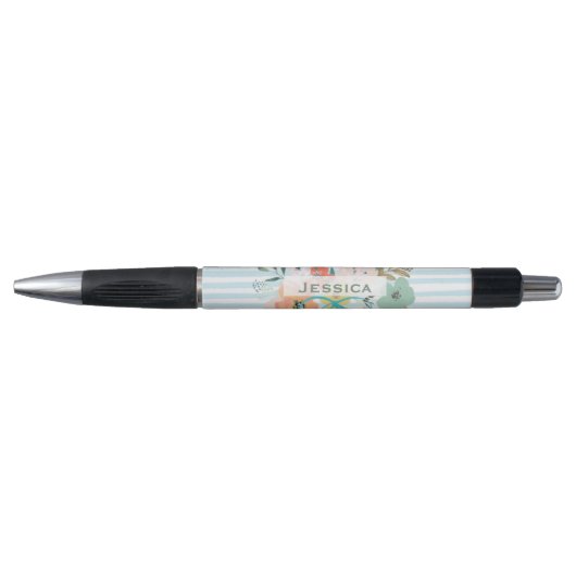 Aangepaste Waterverf Floral en Stripes Pen (Voorkant)