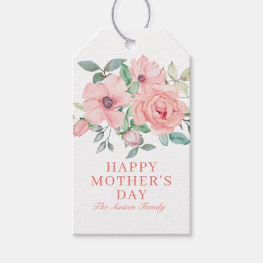 Aangepaste Waterverf Floral Moederdag Cadeaulabel (Voorkant)