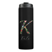 Aangepaste Waterverf Floral Monogram Letter K Thermosbeker (Voorkant)