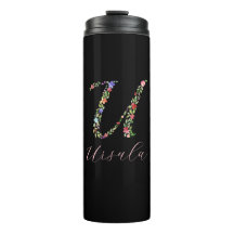 Aangepaste Waterverf Floral Monogram Letter U