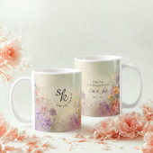 Aangepaste Waterverf Floral Monogram Mok