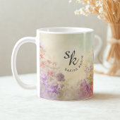 Aangepaste Waterverf Floral Monogram Mok