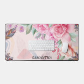 Aangepaste Waterverf Floral Pattern Bureaumat (Keyboard & Muis)