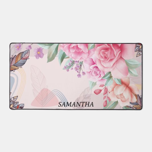 Aangepaste Waterverf Floral Pattern Bureaumat (Voorkant)