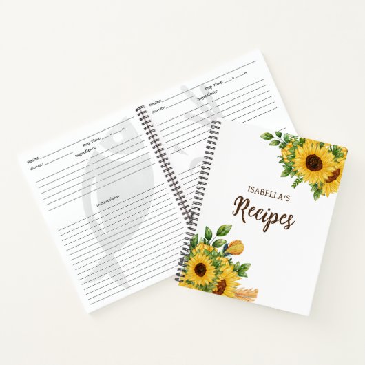 Aangepaste Waterverf Floral Recipe Notitieboek (Binnen)