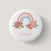 Aangepaste Waterverf Floral regenboogmonogram Ronde Button 3,2 Cm (Voorkant)