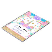 Aangepaste Waterverf Floral Unicorn Notitieboek (Linkerzijde)
