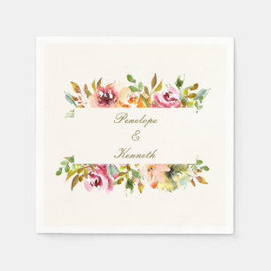 Aangepaste Waterverf Floral Wedding Servet