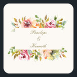 Aangepaste Waterverf Floral Wedding Vierkante Sticker<br><div class="desc">Aangepaste Waterverf Floral Wedding Square Sticker</div>