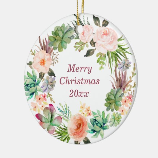 Aangepaste Waterverf Floral Wreath Ceramic Orna Keramisch Ornament (Links)