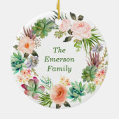 Aangepaste Waterverf Floral Wreath Ceramic Orna Keramisch Ornament (Achterkant)