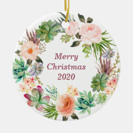 Aangepaste Waterverf Floral Wreath Keramisch Ornament