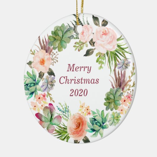 Aangepaste Waterverf Floral Wreath Keramisch Ornament (Links)