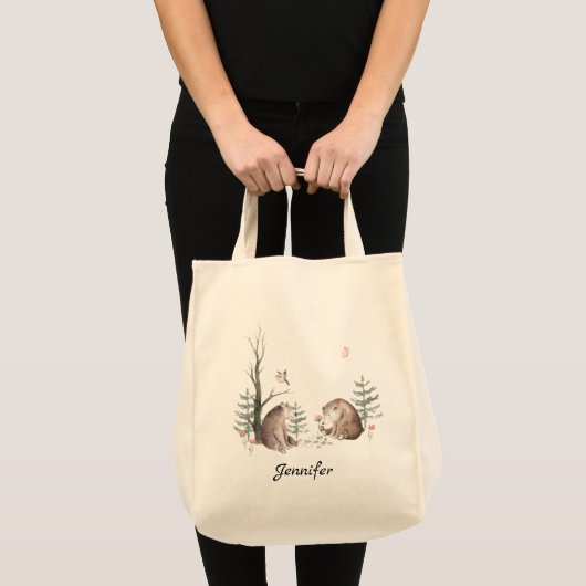 Aangepaste Waterverf Forest Animal Canvas Canvas t Tote Bag (Voorkant (product))
