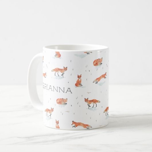 Aangepaste Waterverf Fox Koffiemok (Voorkant links)