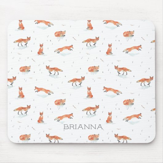 Aangepaste Waterverf Fox Muismat (Voorkant)