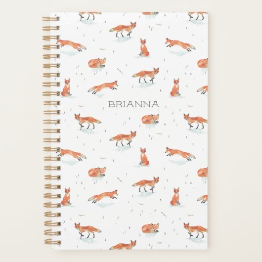Aangepaste Waterverf Fox Planner (Voorkant)