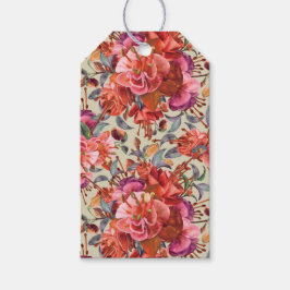 Aangepaste  Waterverf Fuchsia Blooms Cadeaulabel