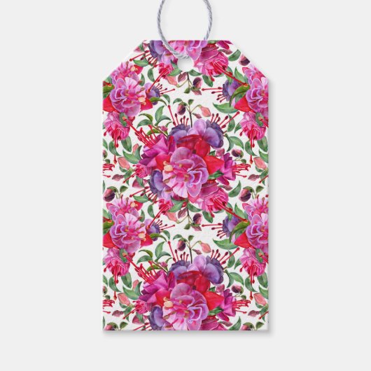 Aangepaste Waterverf Fuchsia Blooms Cadeaulabel (Voorkant)