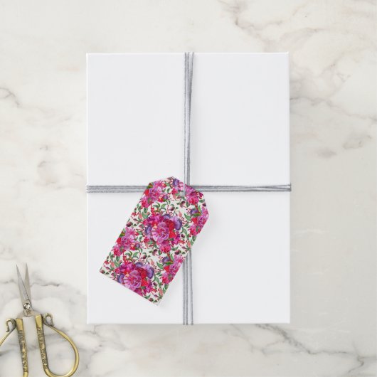 Aangepaste Waterverf Fuchsia Blooms Cadeaulabel (Met Touw)