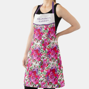 Aangepaste Waterverf Fuchsia Blooms Schort