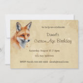 Aangepaste Waterverf gedateerd, Fox Animal verjaar Kaart (Achterkant)