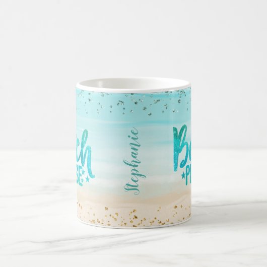 Aangepaste Waterverf Glitter Beach alstublieft Koffiemok (Center)