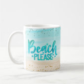 Aangepaste Waterverf Glitter Beach alstublieft Koffiemok (Links)