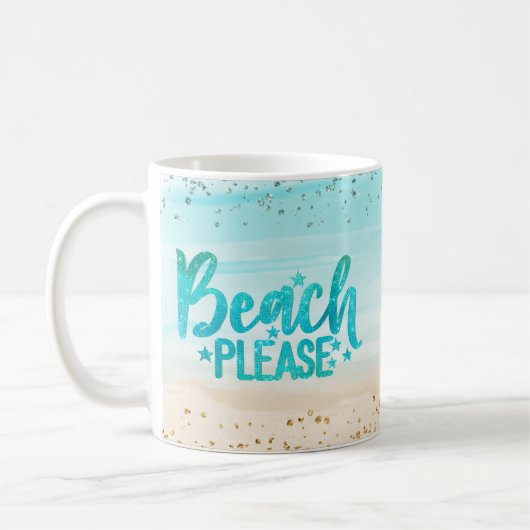 Aangepaste Waterverf Glitter Beach alstublieft Koffiemok (Links)