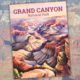 Aangepaste Waterverf Grand Canyon Vintage Travel Briefkaart