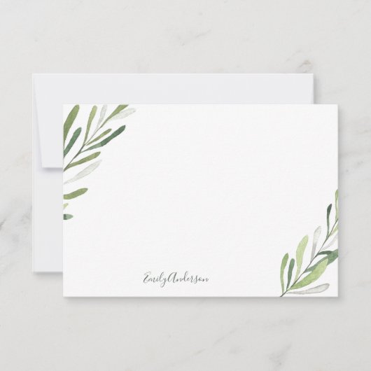 Aangepaste Waterverf Greenery Note Kaart Notitiekaartje (Voorkant)